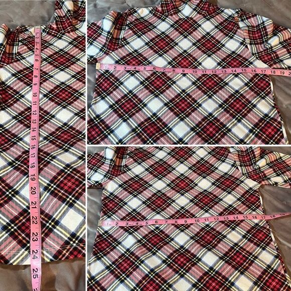 J.Crew Factory Plaid Printed Tissue Turtleneck Red Marine Salt Multi S NWOT - Picture 11 of 11
